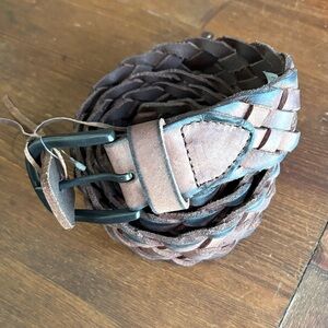 James Campbell Men’s Genuine Leather Braided Belt Brown New Sz 36